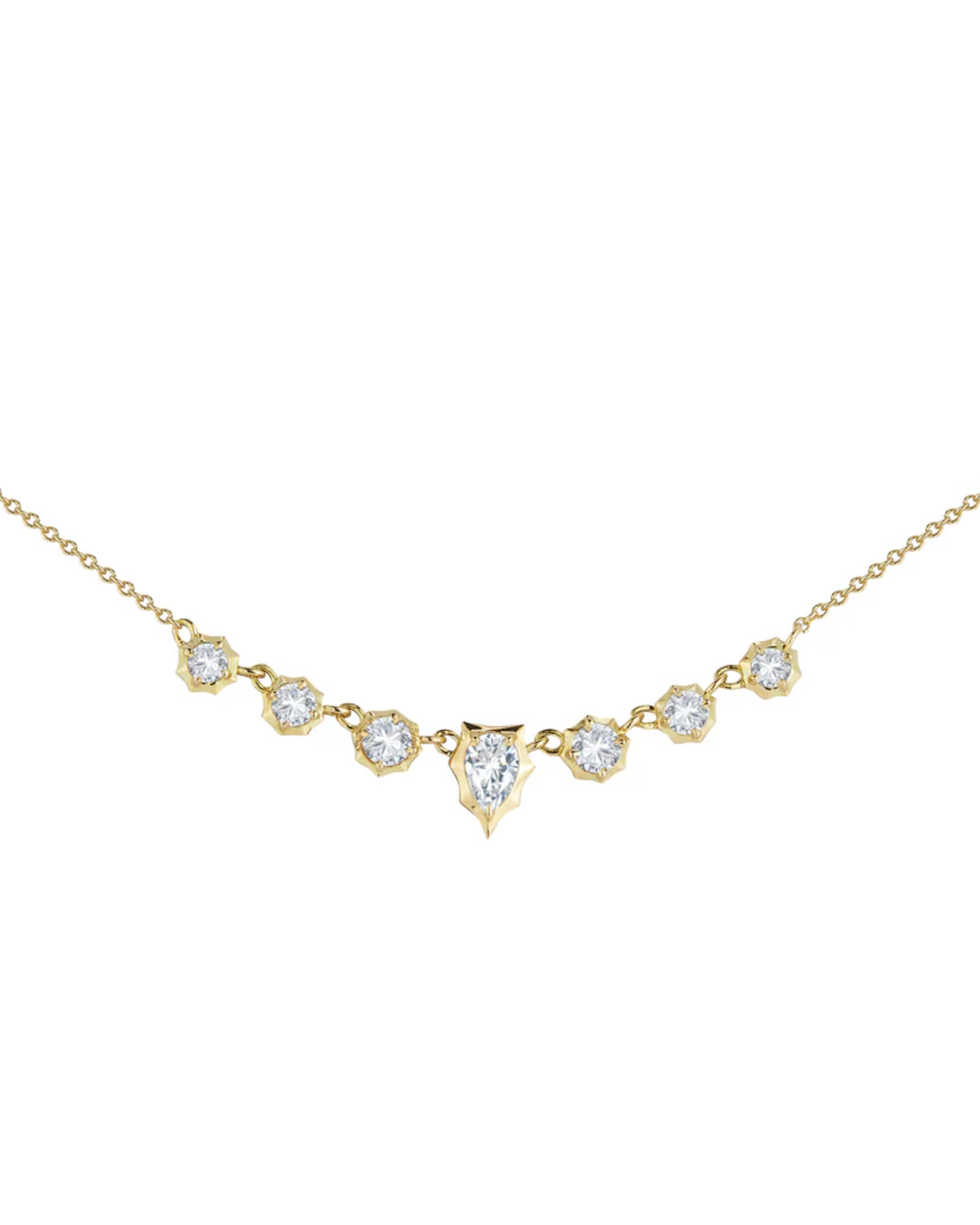 0.7 CT Pear & Round Pendant Necklace in 925 Sterling Silver
