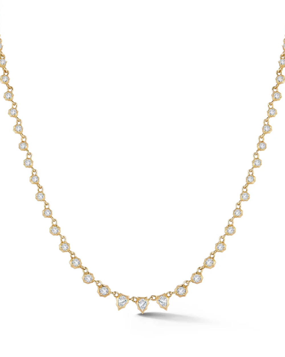 1.12 CT Pear Tennis Necklace in 925 Sterling Silver
