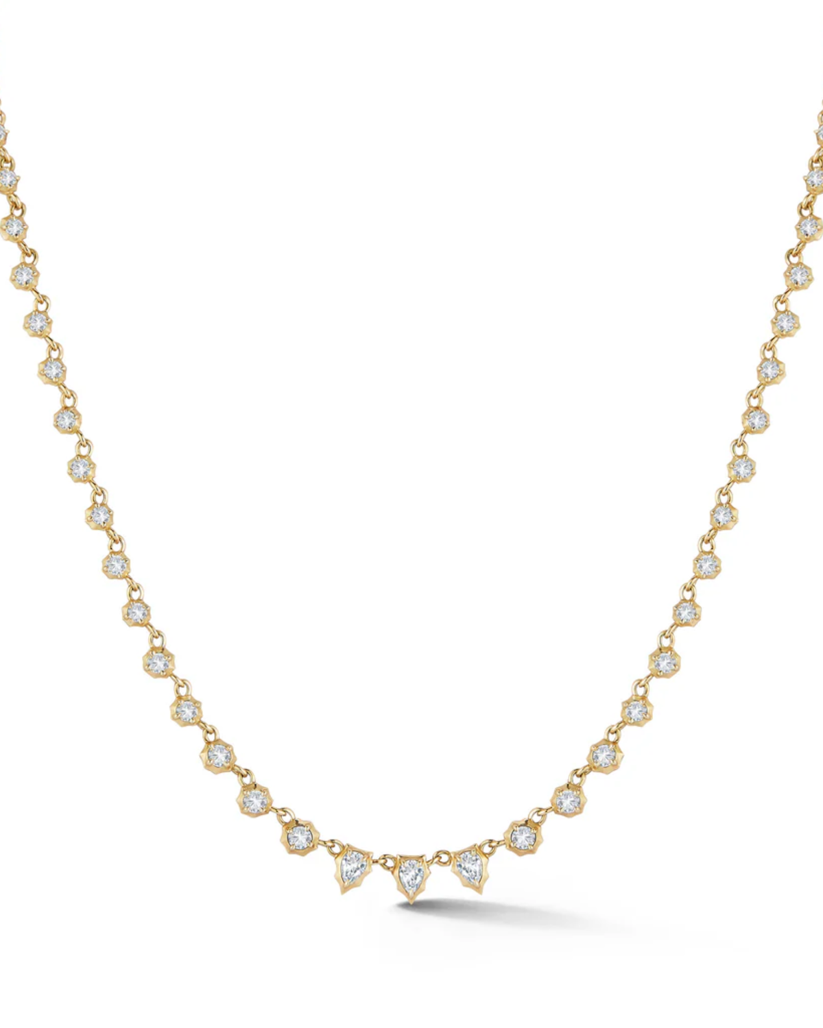 1.12 CT Pear Tennis Necklace in 925 Sterling Silver