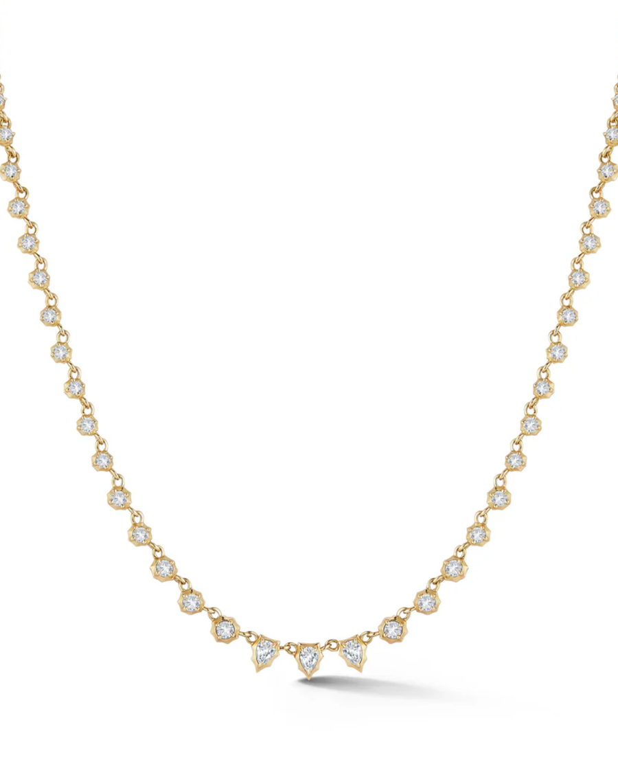 1.12 CT Pear Tennis Necklace in 925 Sterling Silver