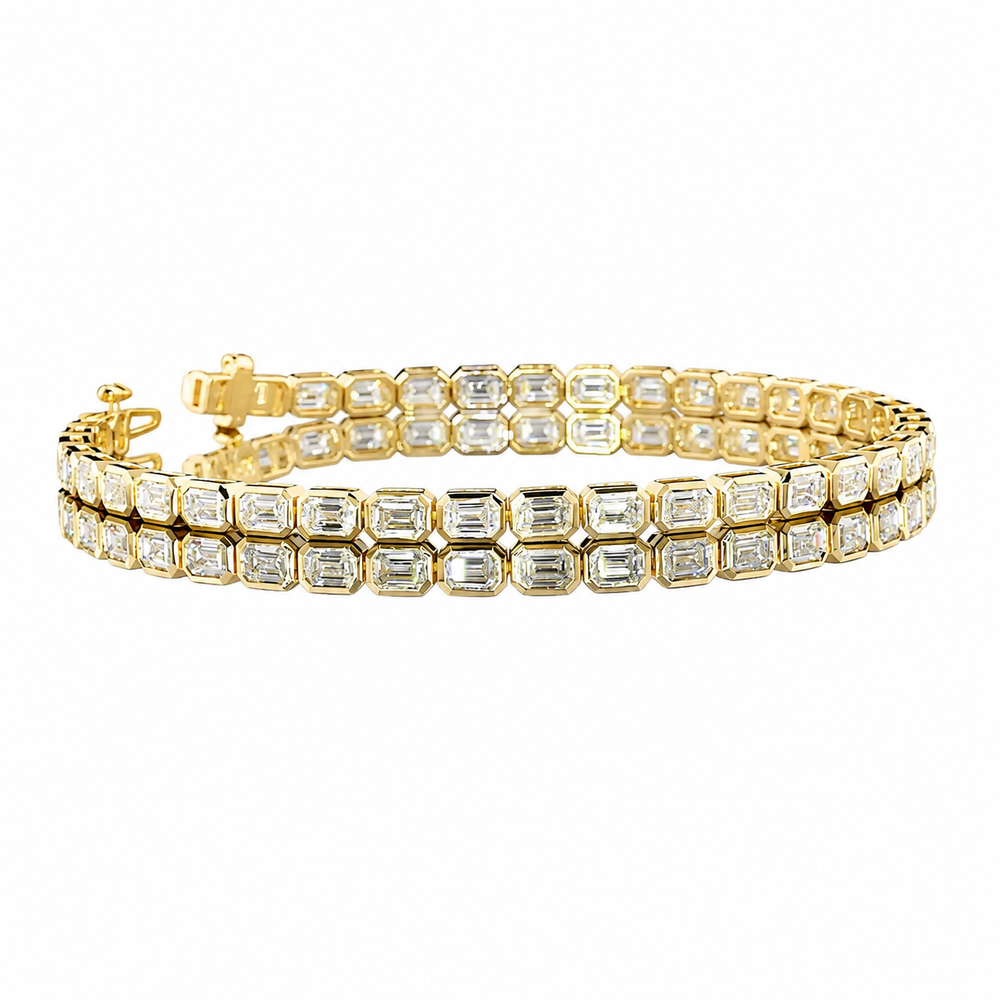 4.5 CT Emerald Cut Bezel Tennis Bracelet in 925 Sterling Silver