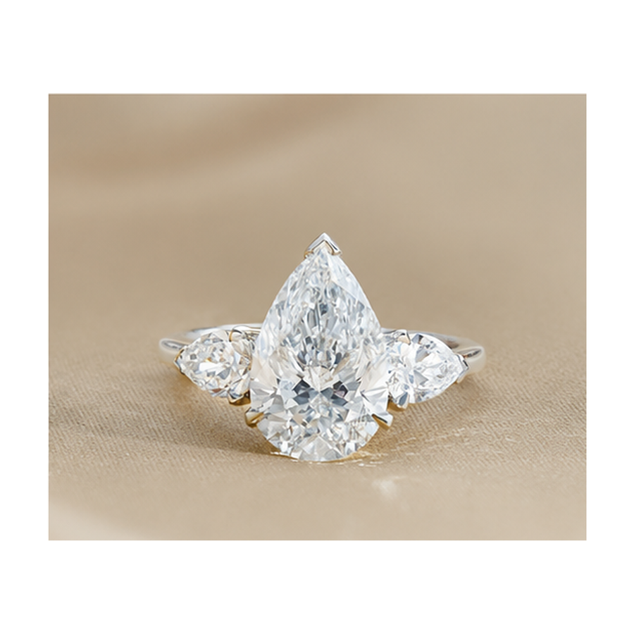 3.75 CT Pear Cut 925 Sterling Silver Ring