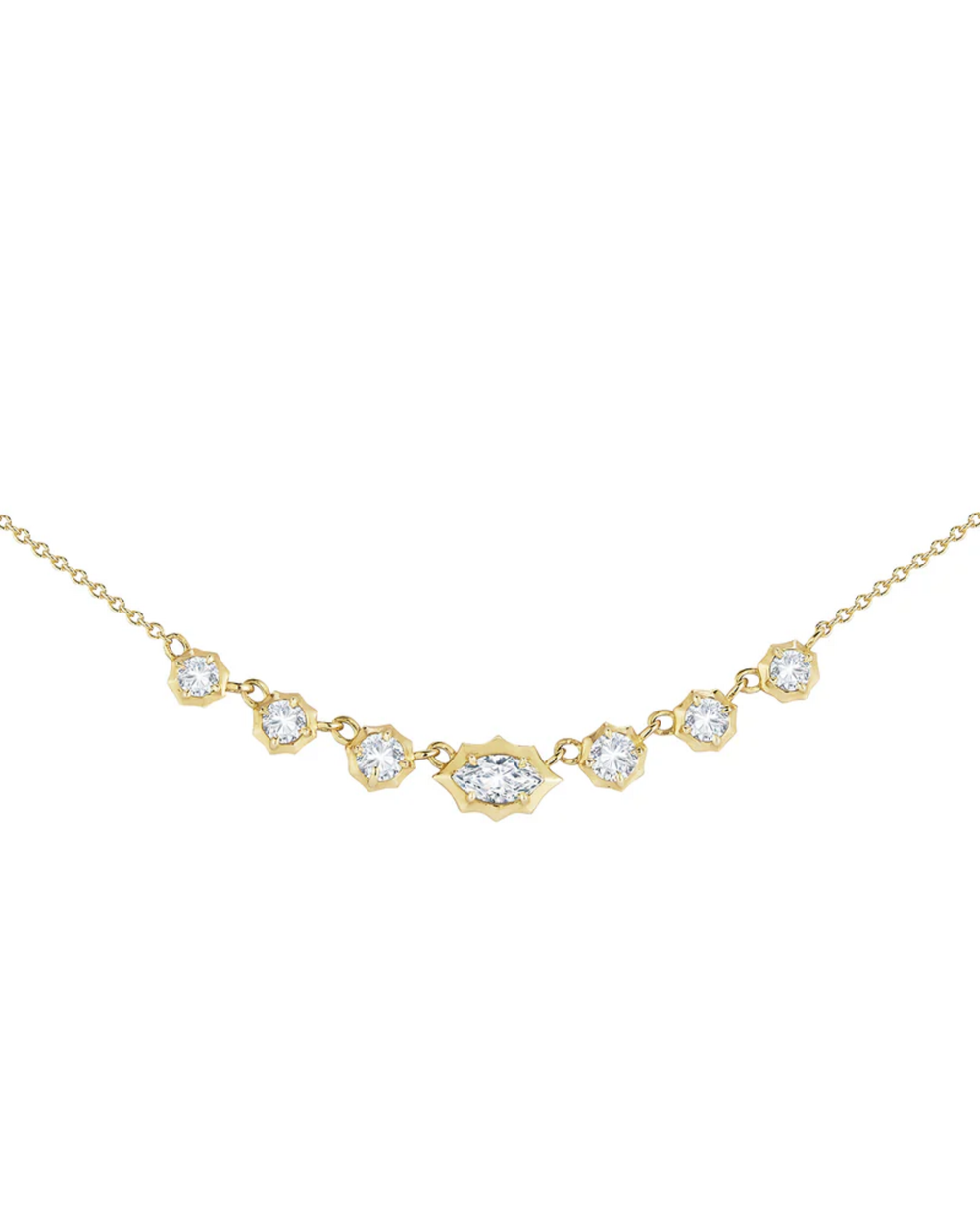 0.7 CT Marquise & Round Pendant Necklace in 925 Sterling Silver