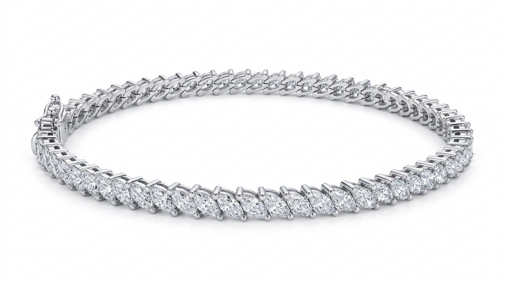6.1 CT Marquise Cut Prong Tennis Bracelet in 925 Sterling Silver