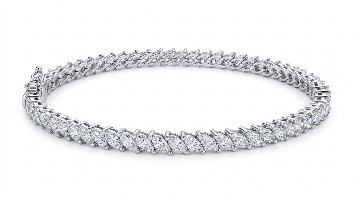 6.1 CT Marquise Cut Prong Tennis Bracelet in 925 Sterling Silver