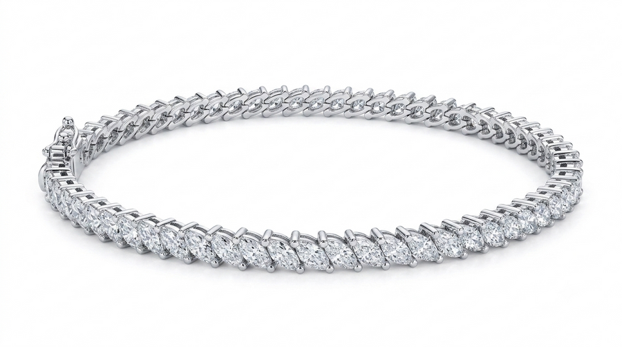6.1 CT Marquise Cut Prong Tennis Bracelet in 925 Sterling Silver