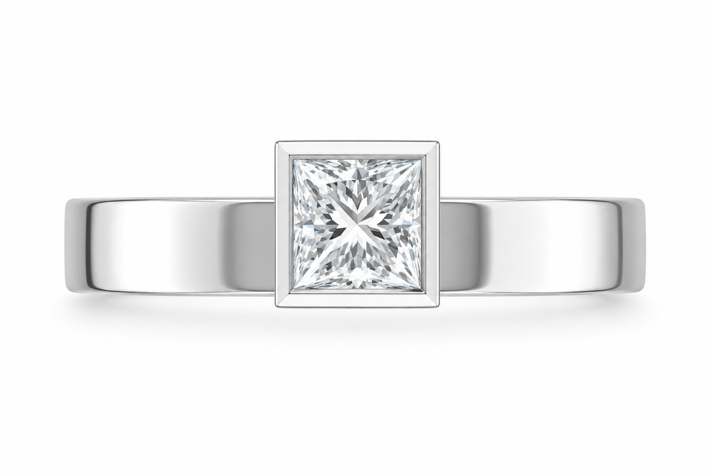 1 CT Princess Cut 925 Sterling Silver Ring