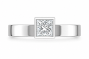 1 CT Princess Cut 925 Sterling Silver Ring