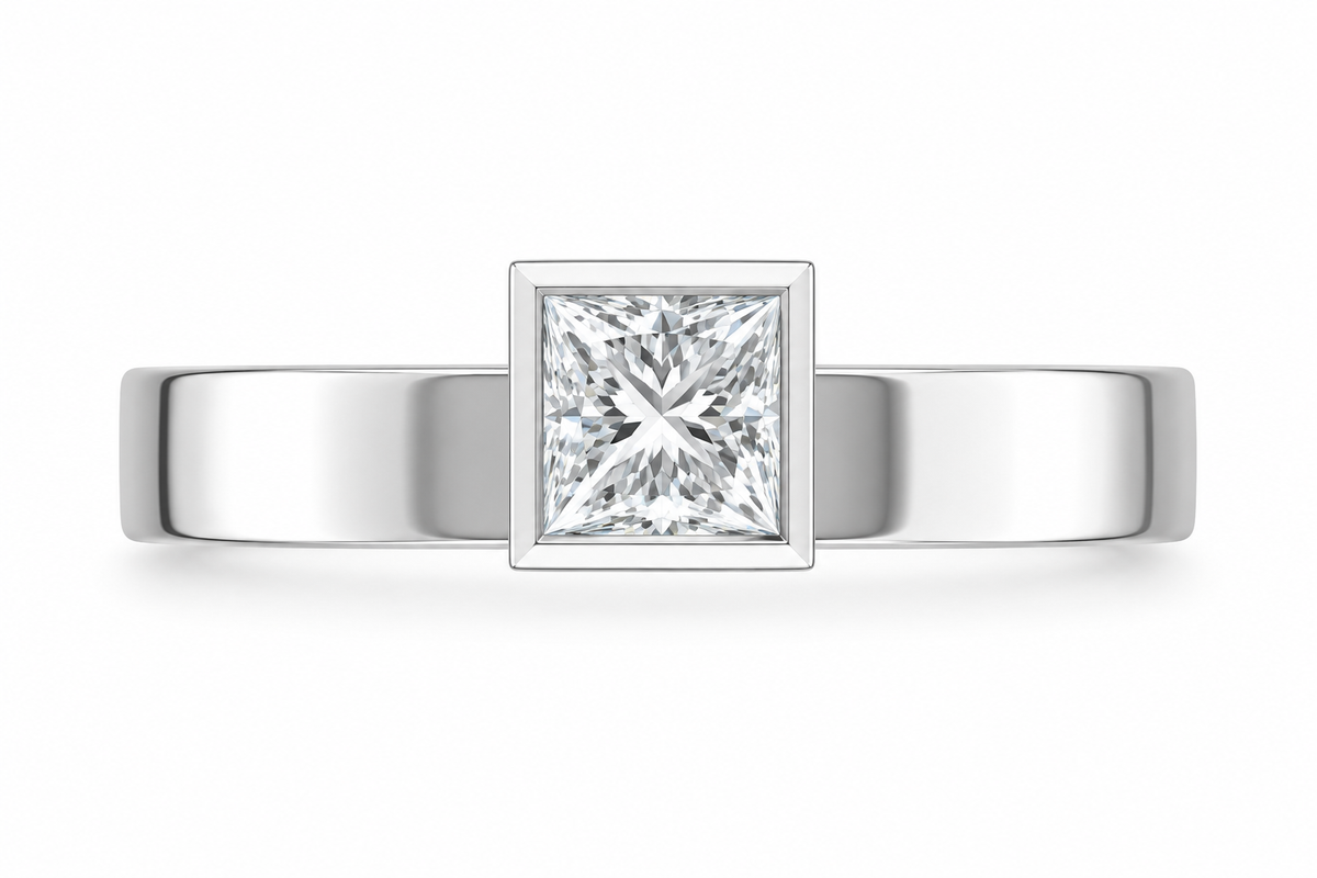 1 CT Princess Cut 925 Sterling Silver Ring