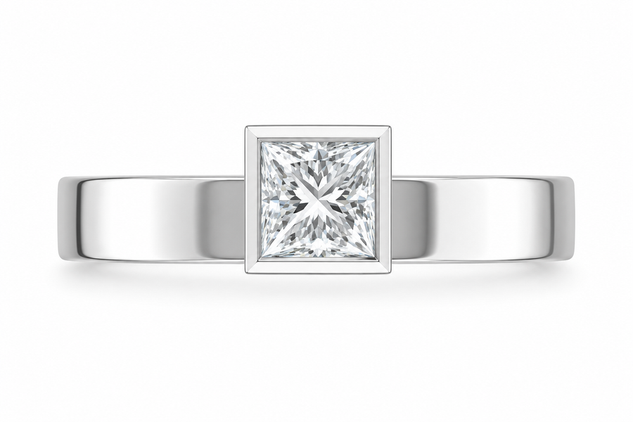 1 CT Princess Cut 925 Sterling Silver Ring
