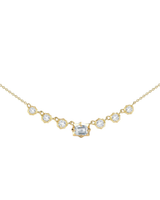 0.7 CT Emerald Cut & Round Pendant Necklace in 925 Sterling Silver