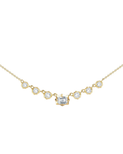0.7 CT Emerald Cut & Round Pendant Necklace in 925 Sterling Silver