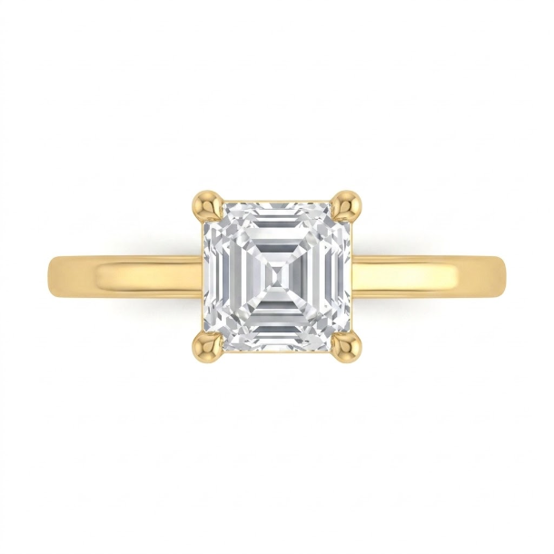 1 CT Asscher Cut 925 Sterling Silver Ring