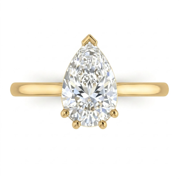 1 CT Pear Cut 925 Sterling Silver Ring