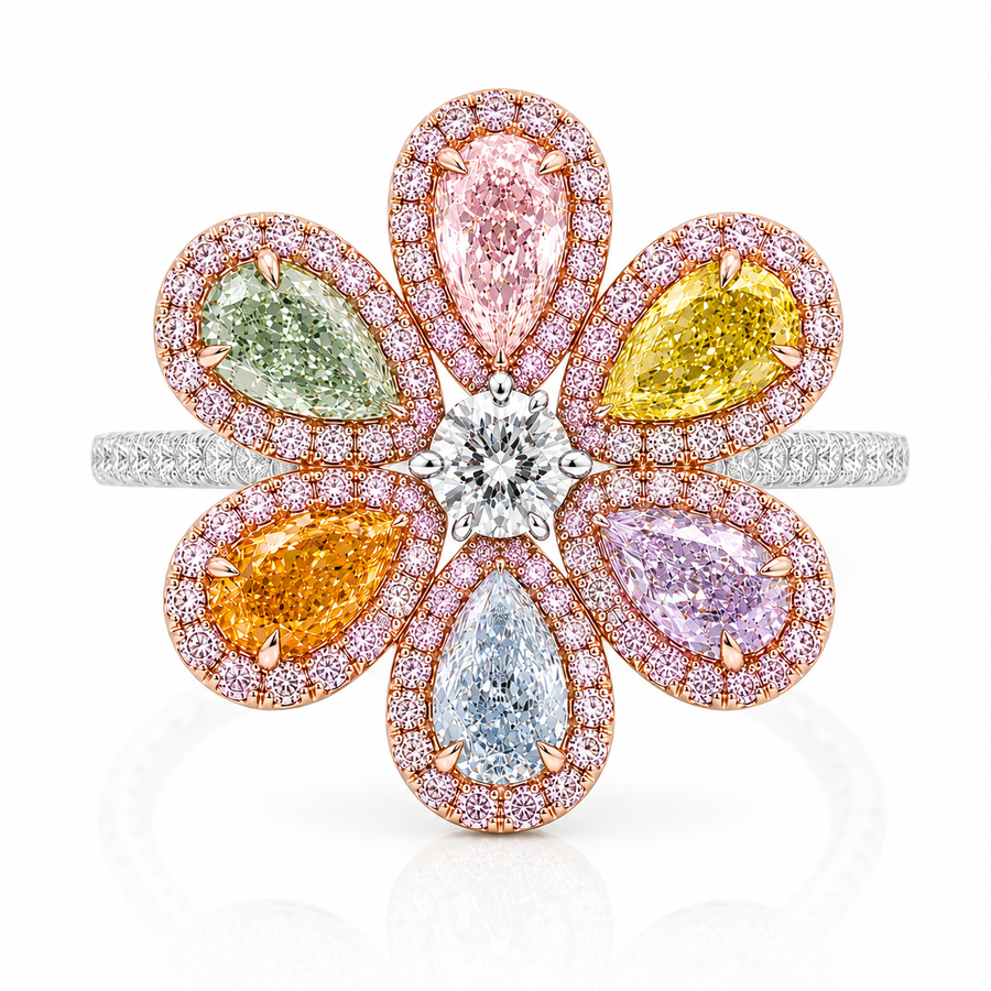 4.88 CT Pear Cut Multi-Shape 925 Sterling Silver Ring