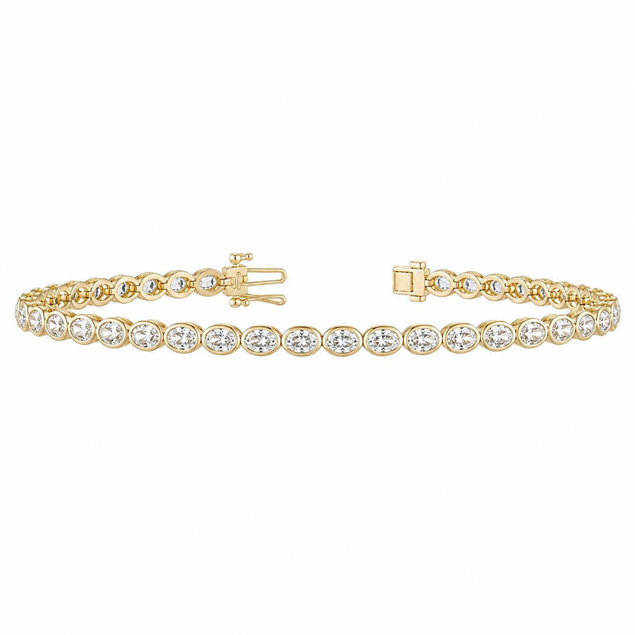 4 CT Oval Cut Bezel Tennis Bracelet in 925 Sterling Silver