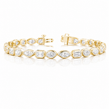 7 CT Emerald Cut & Marquise Cut & Oval Cut Bezel Tennis Bracelet in 925 Sterling Silver