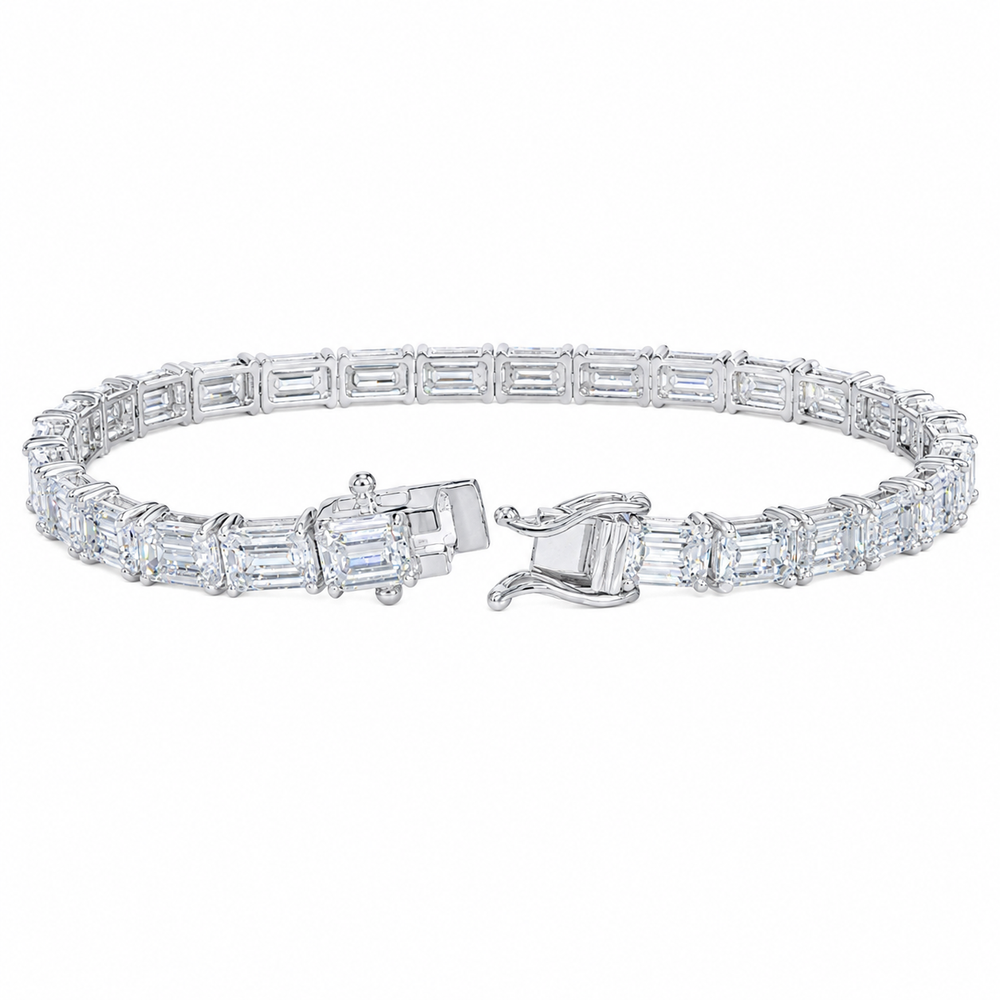 17 CT Emerald Cut Prong Tennis Bracelet in 925 Sterling Silver