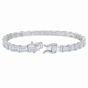 17 CT Emerald Cut Prong Tennis Bracelet in 925 Sterling Silver