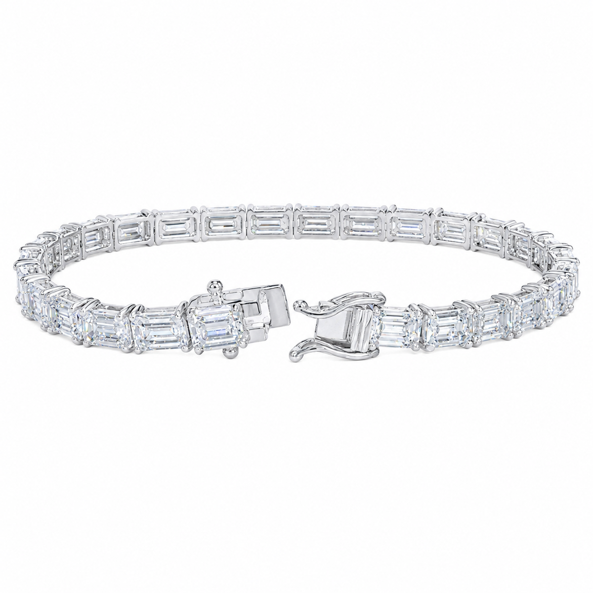 17 CT Emerald Cut Prong Tennis Bracelet in 925 Sterling Silver