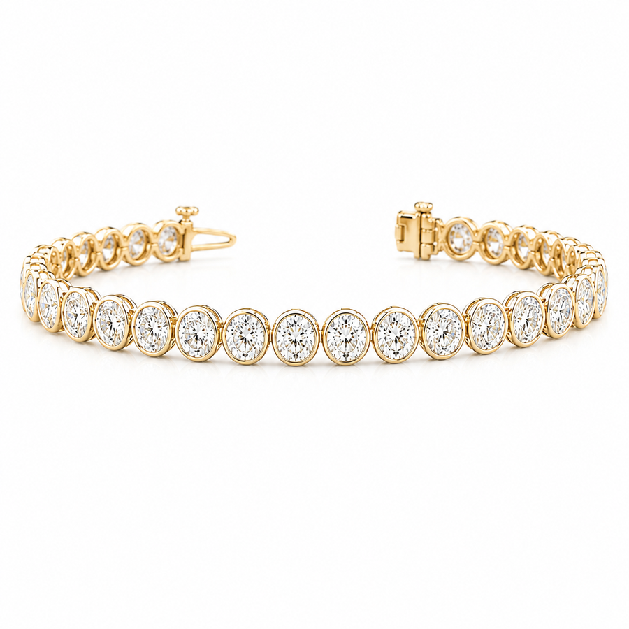 7 CT Oval Cut Bezel Tennis Bracelet in 925 Sterling Silver