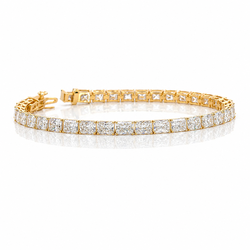 10 CT Radiant Cut Prong Tennis Bracelet in 925 Sterling Silver