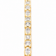 7 CT Emerald Cut & Marquise Cut & Oval Cut Bezel Tennis Bracelet in 925 Sterling Silver