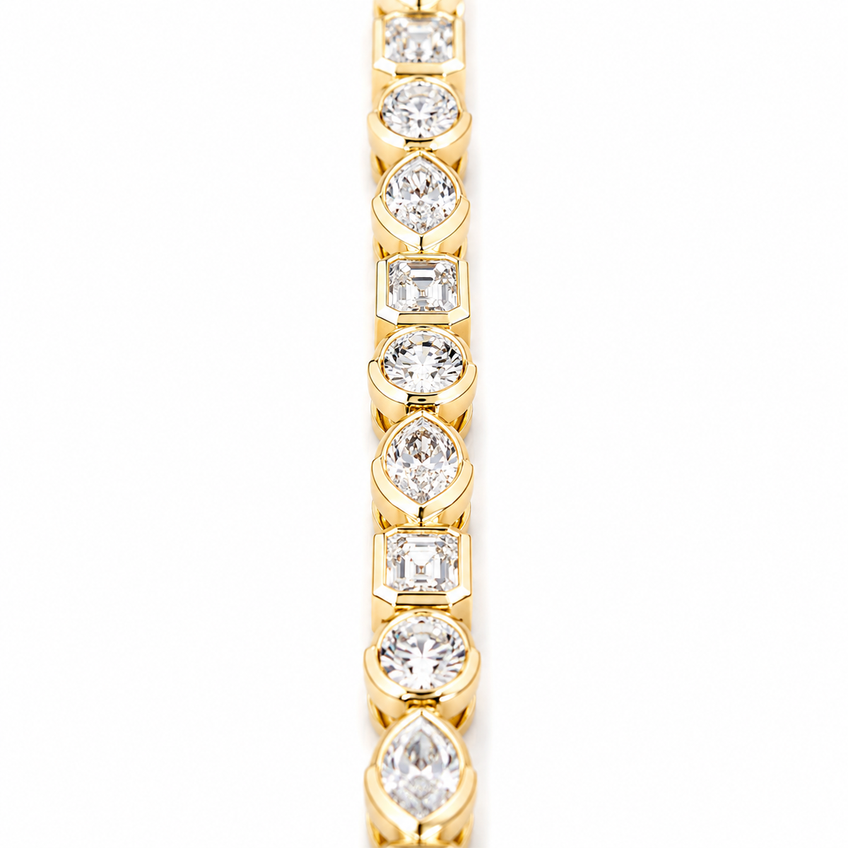 7 CT Emerald Cut & Marquise Cut & Oval Cut Bezel Tennis Bracelet in 925 Sterling Silver