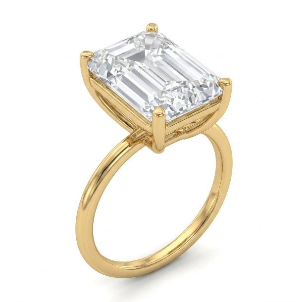 5 CT Emerald Cut 925 Sterling Silver Ring