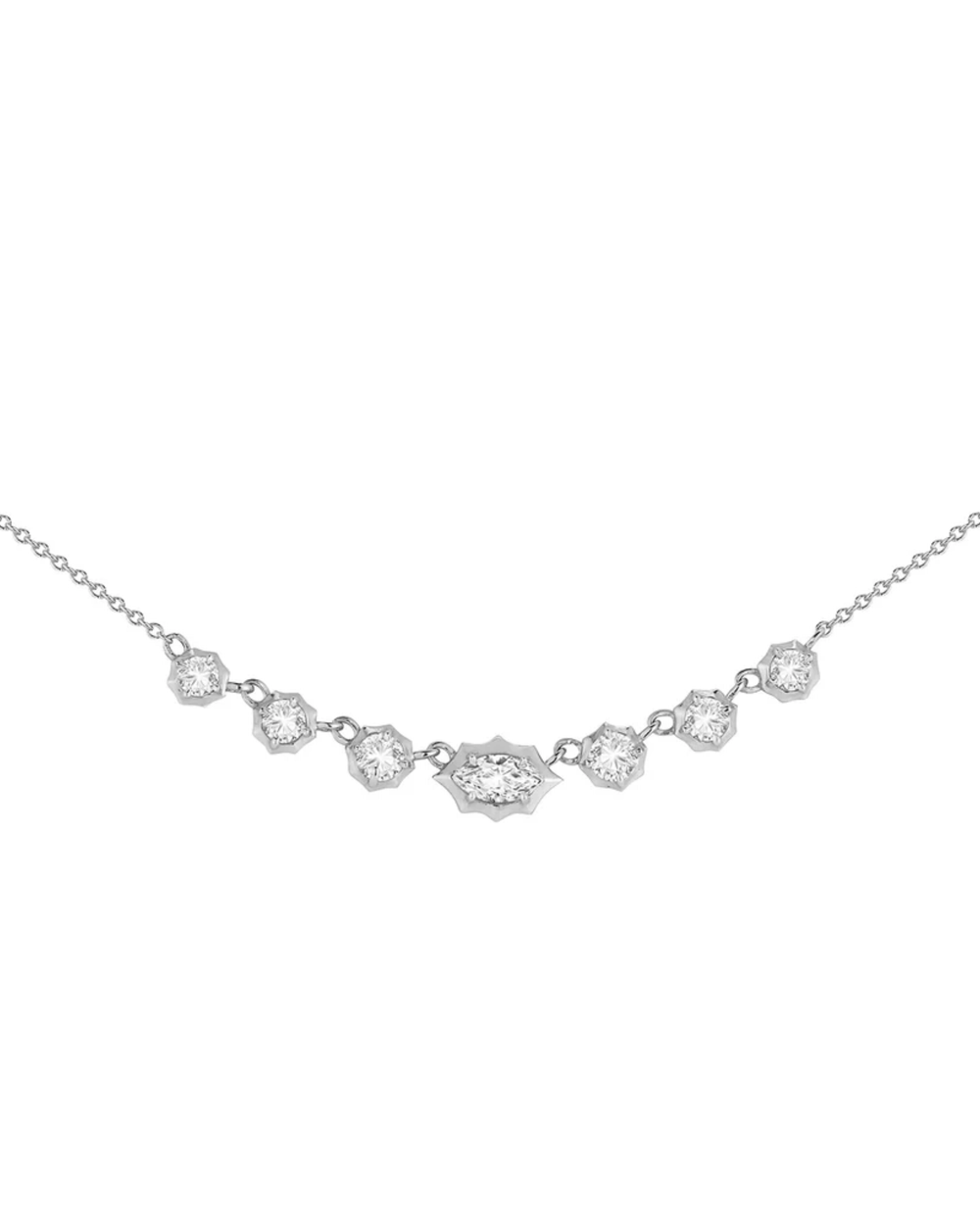 0.7 CT Marquise & Round Pendant Necklace in 925 Sterling Silver