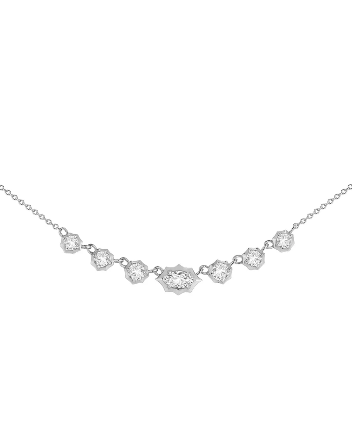 0.7 CT Marquise & Round Pendant Necklace in 925 Sterling Silver
