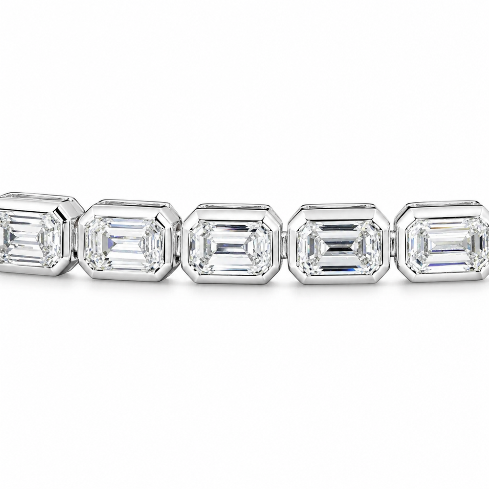 3 CT Emerald Cut Bezel Tennis Bracelet in 925 Sterling Silver