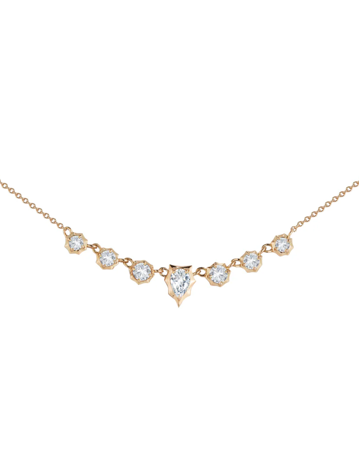0.7 CT Pear & Round Pendant Necklace in 925 Sterling Silver