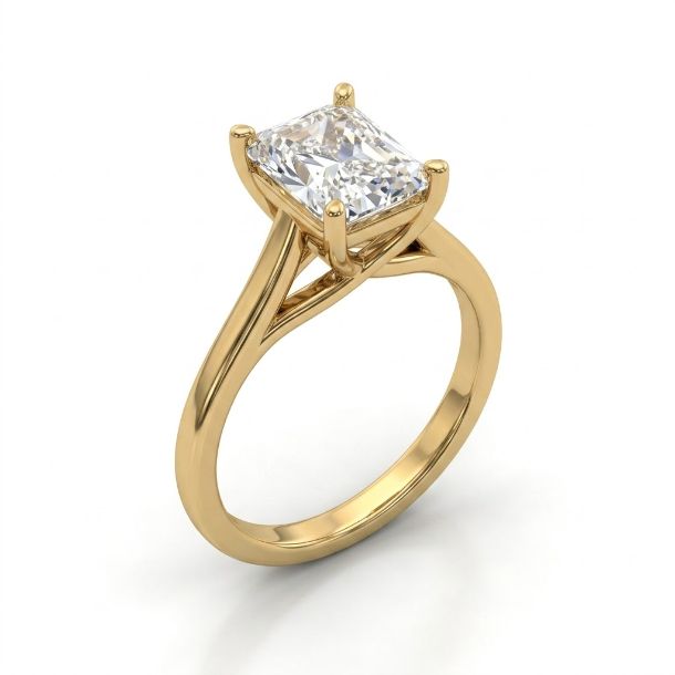 1 CT Radiant Cut 925 Sterling Silver Ring