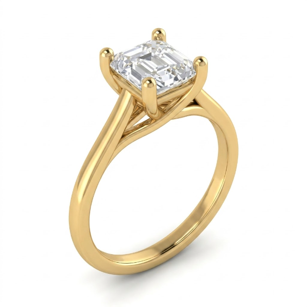1 CT Asscher Cut 925 Sterling Silver Ring