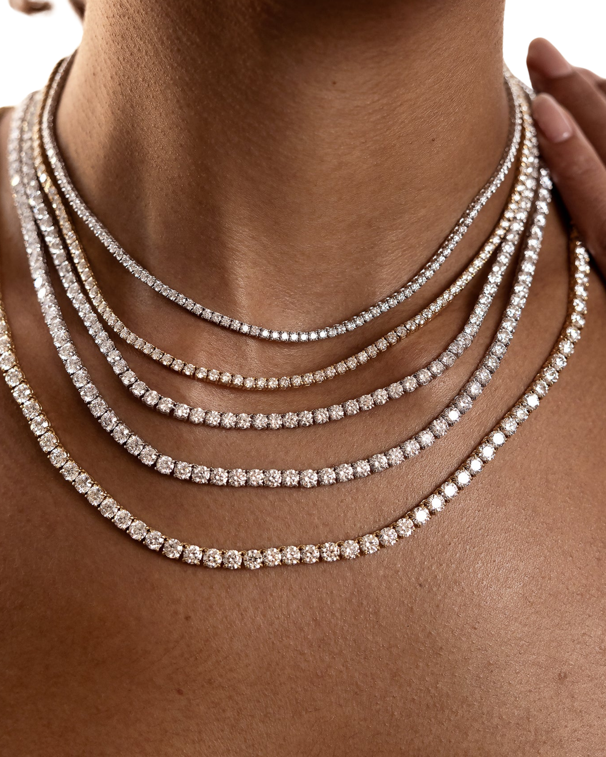 8.2 CT Round Tennis Necklace in 925 Sterling Silver