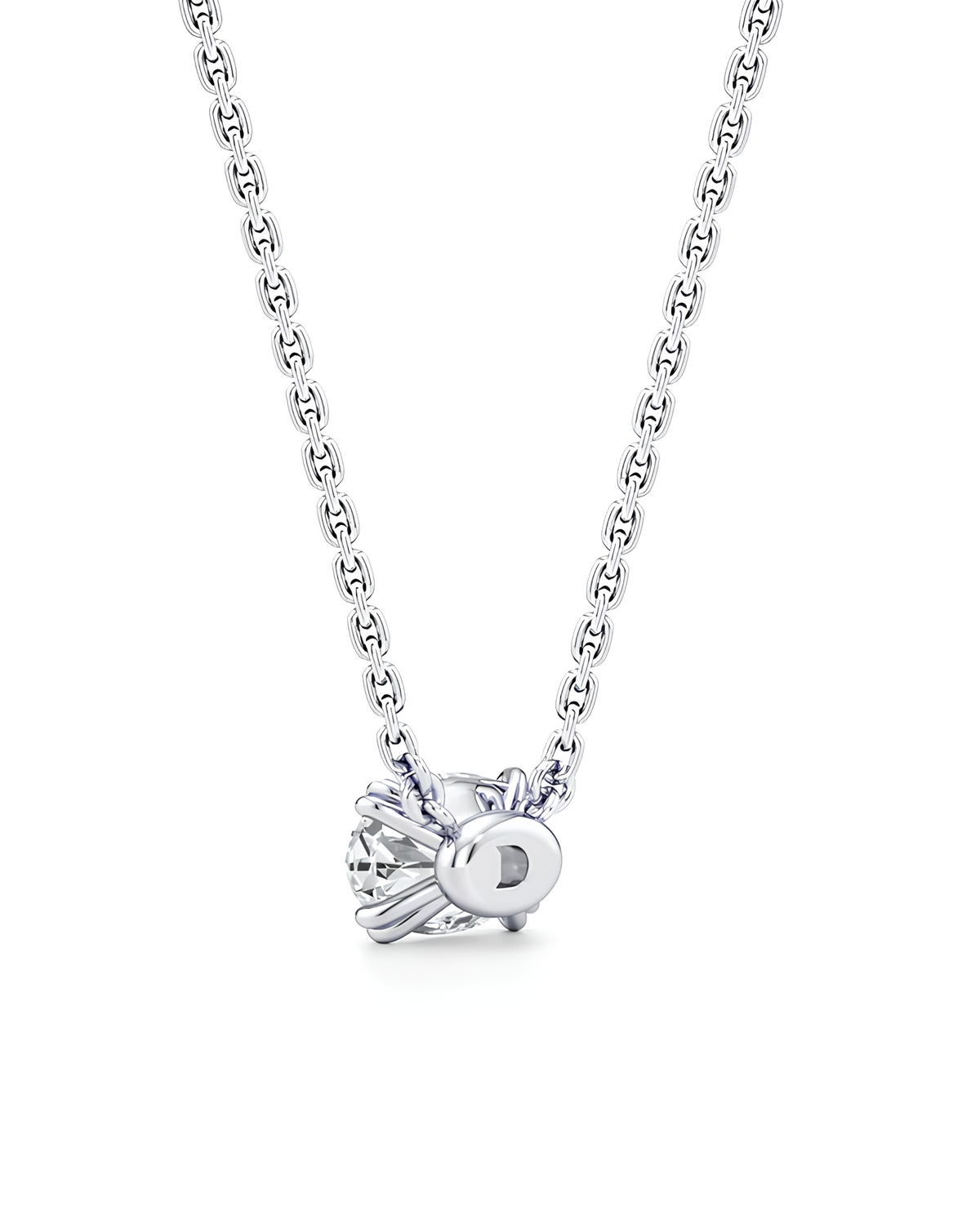 1 CT Oval Pendant Necklace in 925 Sterling Silver