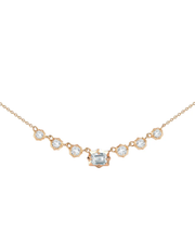 0.7 CT Emerald Cut & Round Pendant Necklace in 925 Sterling Silver