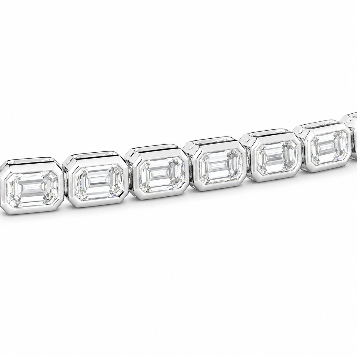 3 CT Emerald Cut Bezel Tennis Bracelet in 925 Sterling Silver