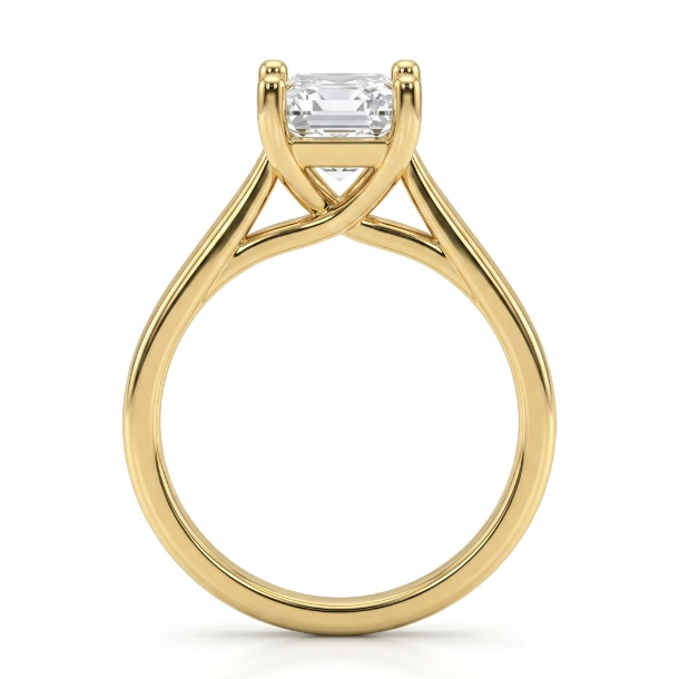 1 CT Asscher Cut 925 Sterling Silver Ring