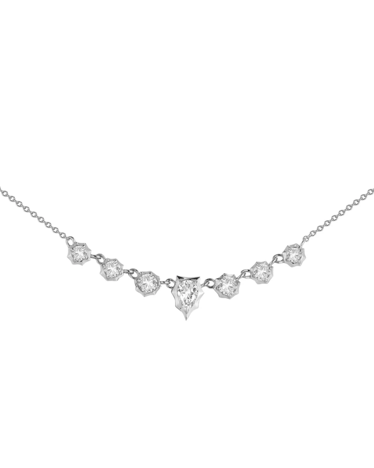 0.7 CT Pear & Round Pendant Necklace in 925 Sterling Silver