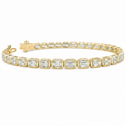 4.5 CT Emerald Cut Bezel Tennis Bracelet in 925 Sterling Silver