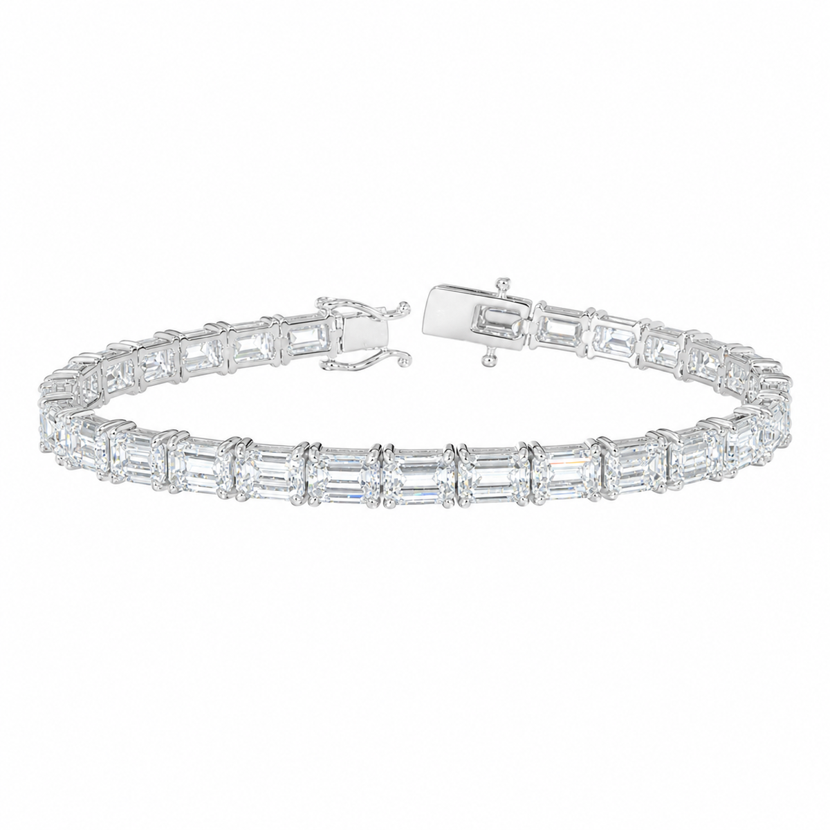 17 CT Emerald Cut Prong Tennis Bracelet in 925 Sterling Silver