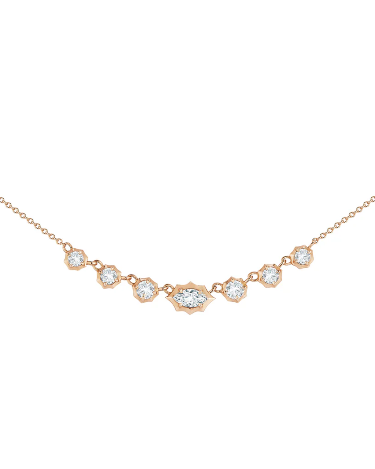 0.7 CT Marquise & Round Pendant Necklace in 925 Sterling Silver
