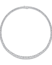 40 CT Graduated Emerald Cut Tennis Necklace in 925 Sterling Silver