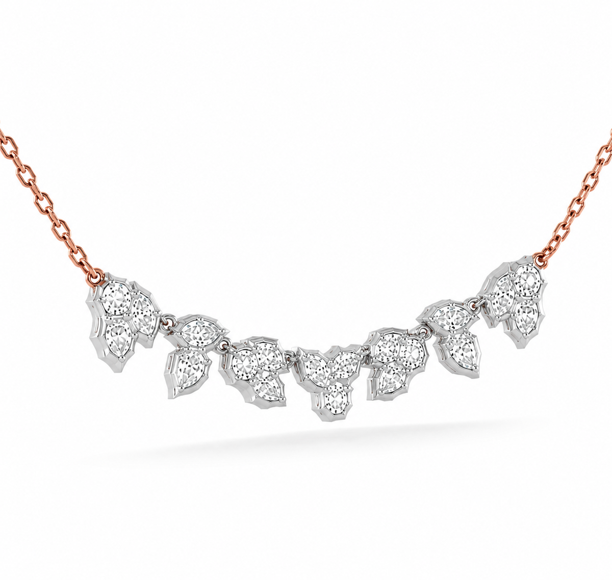 1.21 CT Mixed Shape Pendant Necklace in 925 Sterling Silver