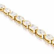 7 CT Emerald Cut & Marquise Cut & Oval Cut Bezel Tennis Bracelet in 925 Sterling Silver