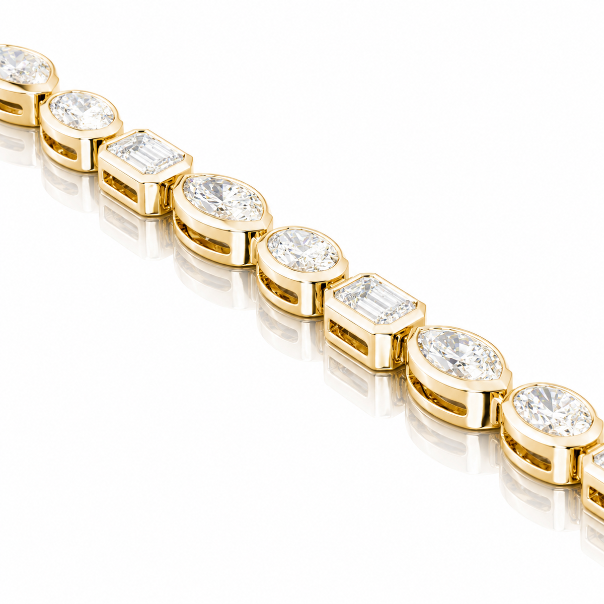 7 CT Emerald Cut & Marquise Cut & Oval Cut Bezel Tennis Bracelet in 925 Sterling Silver