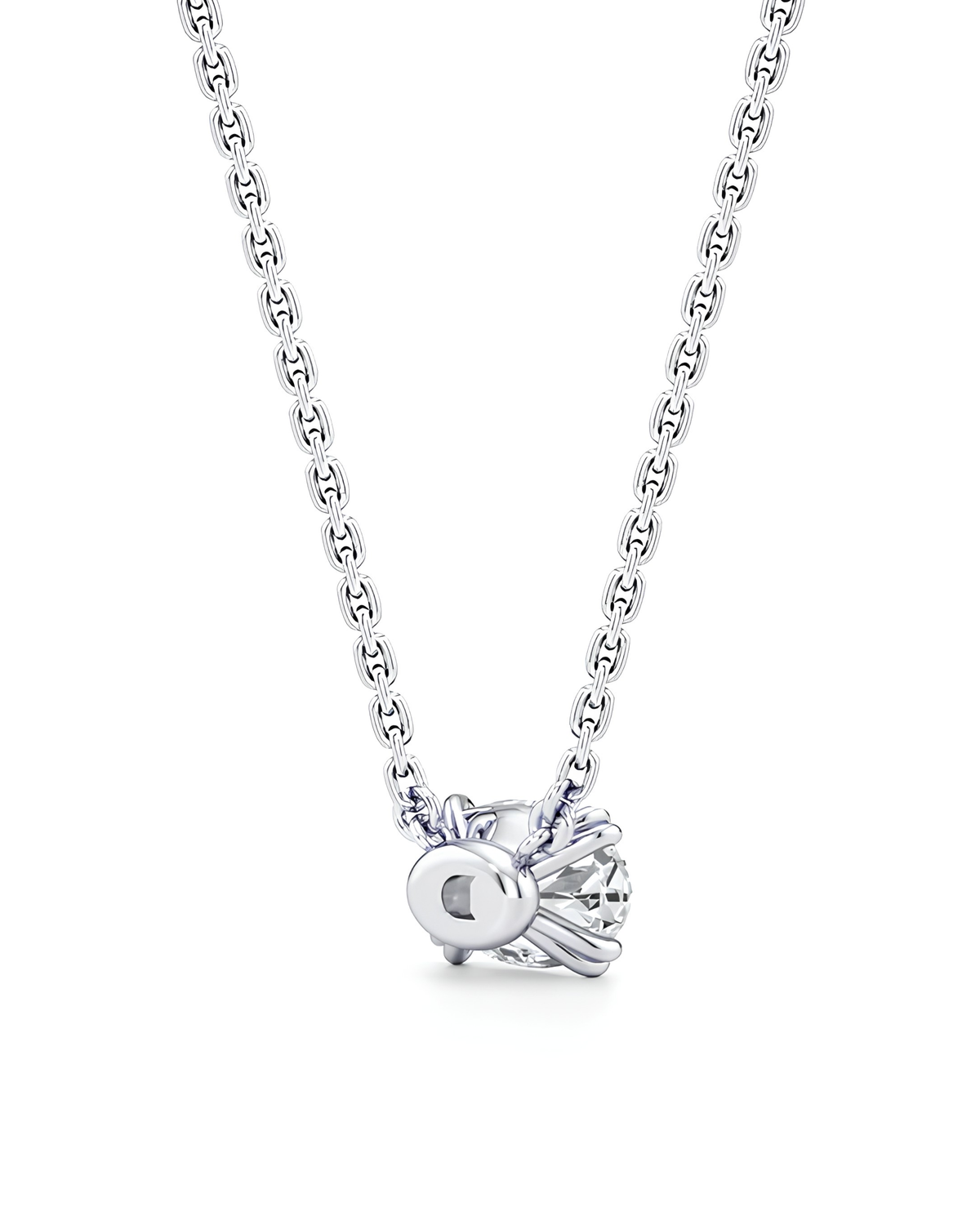 1 CT Oval Pendant Necklace in 925 Sterling Silver
