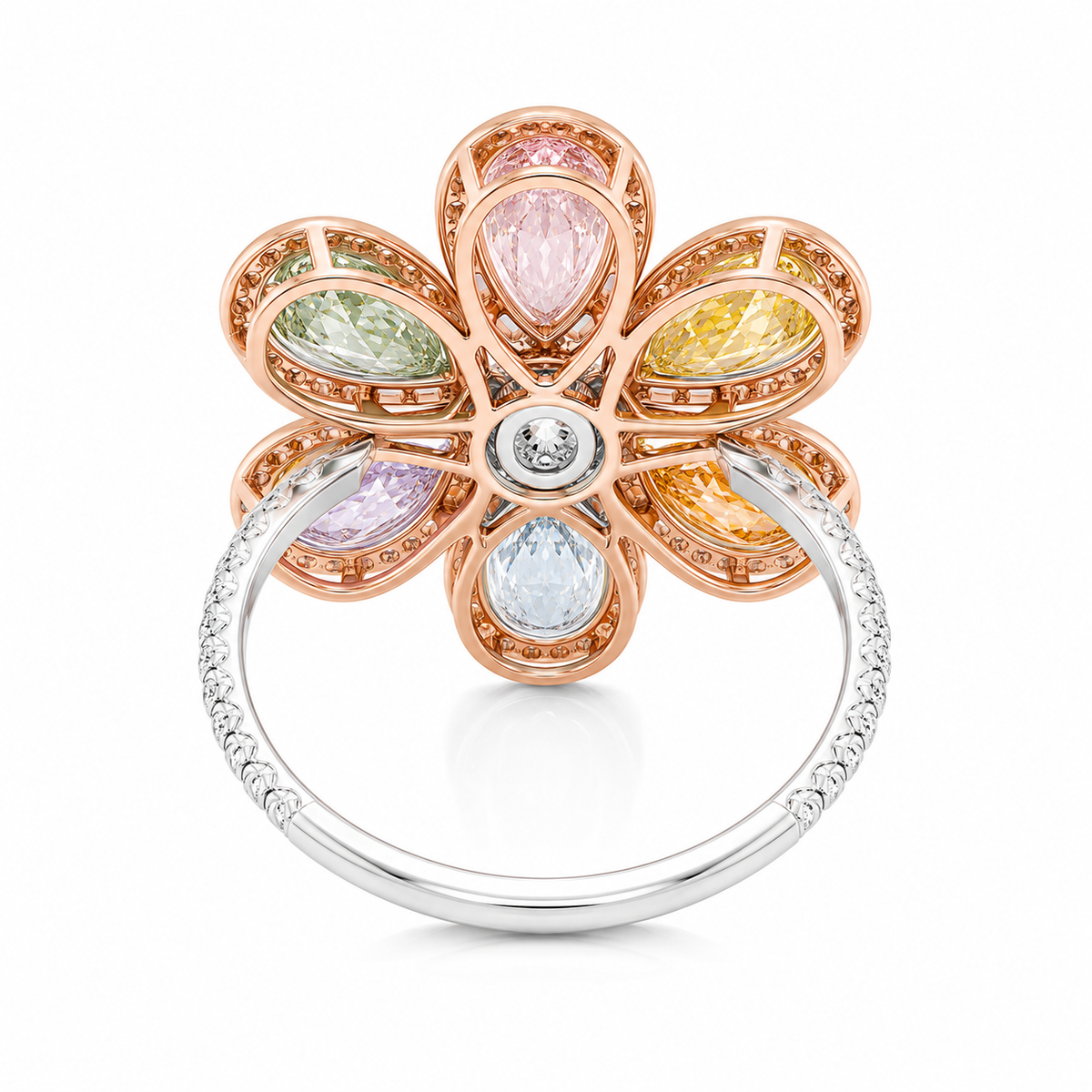 4.88 CT Pear Cut Multi-Shape 925 Sterling Silver Ring